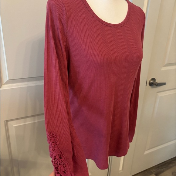 Pink Rose pink ribbed soft basic long sleeve shirt detailed sleeve size L - Picture 4 of 8